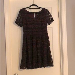 Plum purple/black lace mini/mid thigh dress